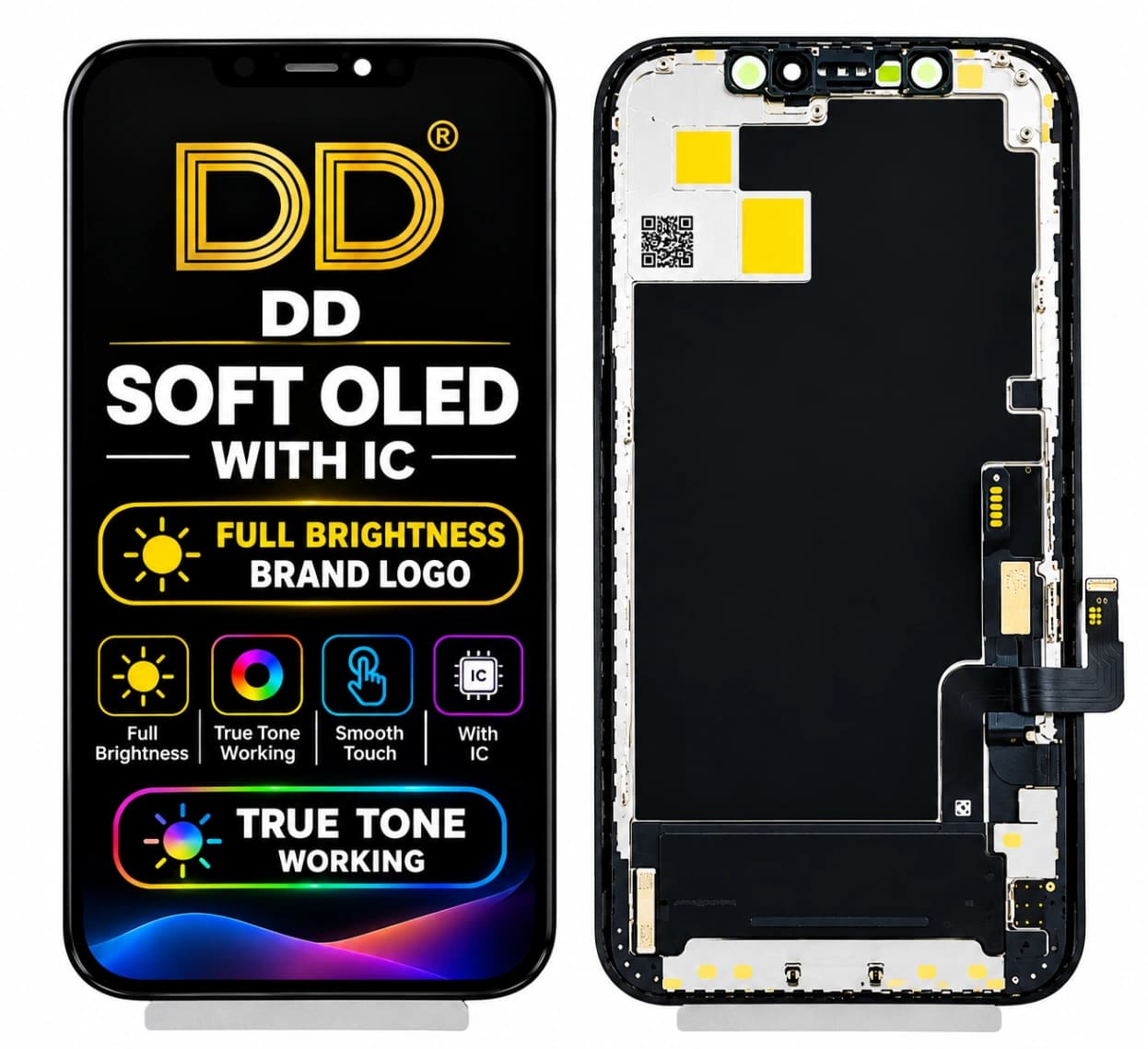 DD Soft OLED Display with IC – Full Brightness & True Tone Working | iPhone Replacement Display